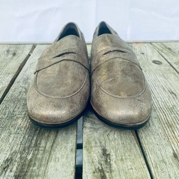 Clarks Collection Copper Metallic Penny Loafers Women’s 8.5W Slip-On Comfort Fla - Picture 2 of 8
